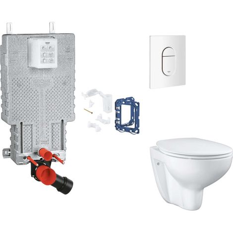 Grohe Uniset - Set bâti-support, cuvette, abattant SoftClose et plaque de déclenchement Arena Cosmopolitan et kit pour insertion de tablette, blanc alpin SANI15BB3118 (1/2)