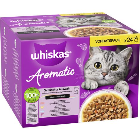 Whiskas Katzennassfutter Aromatic Selection 24 x 85 g Multipack Gemischte Auswahl (1/2)