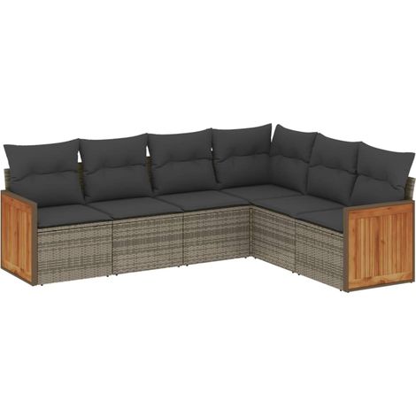 Maison Exclusive - Set de muebles de jardín 6 pzas y cojines ratá (1/5)