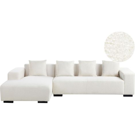 Ecksofa 4-Sitzer LUNGO Bouclé Weiß rechtsseitig (1/5)