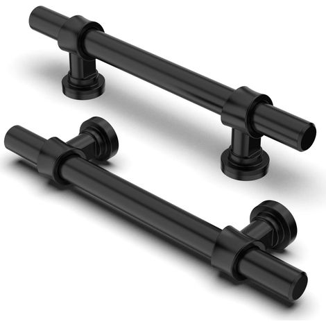 JSSEVN-Juego de 10 tiradores para muebles - Distancia entre orificios: 96 mm - Para cocina, armarios - Para puertas de baño, roperos - Negro mate (1/5)