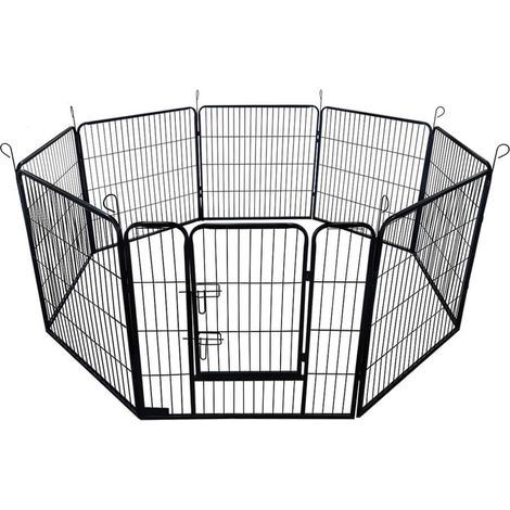 HOME DELUXE - Welpenauslauf BARKI - 80 x 80 cm, 8-Teilig, Farbe: Schwarz, inkl. Türverriegelung, abgerundete Ecken und Kanten I Welpenspielplatz Welpenfreilauf Welpenlaufstall Freigehege Tiere Welpen (1/5)
