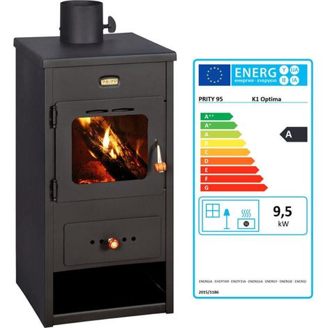 Stufa a legna Prity Optima da 9.5 kW per riscaldamento domestico (1/5)