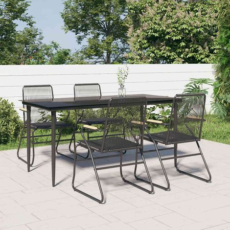 vidaXL 5 Piece Garden Dining Set Black PVC Rattan (1/5)