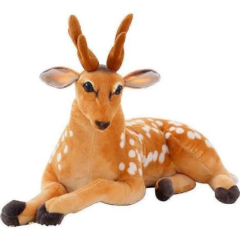 Coussin décoratif en peluche représentant un cerf Sika (50 cm, couché) (1/5)