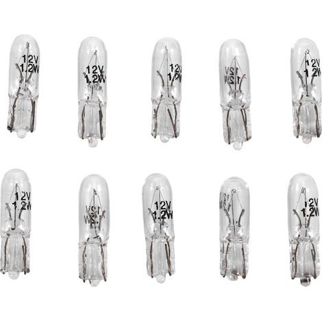 10 Ampoules T5 1.2W 12V Blanc Chaud Éclairage Tableau de Bord Voiture Lampe Halogène Wedge- (1/5)