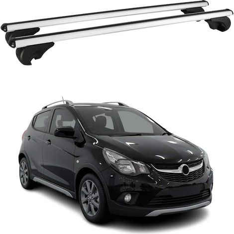 OMAC Aluminium Dachträger Querträger für Opel Karl Rocks 2017-2019 – TÜV / DIN 75302:2019 – Abschließbar – Max. 75 kg – 2 Stangen Silber (1/5)
