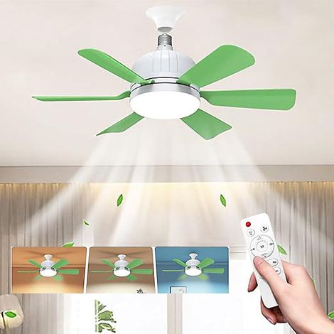 Petit ventilateur de plafond pour chambre, éclairage tricolore, 3 vitesses de ventilation, télécommande, 46 cm, sans douille (1/5)