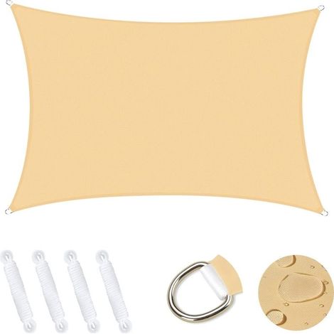 Voile d'ombrage Rectangulaire 3x4m, Abri de Jardin 95% UV Block Sunscreen Auvent Toile Ombrage Étanche Durable pour Extérieur Patio Jardin Cour Arrière Camping Piscine - Jaune Sable (1/5)