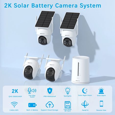 Kit Caméra de Surveillance Extérieur ARCCTV Sans fil 4MP batteries solaires Station de base Plug andPlay Carte sd 32G avec 4 caméras — vue 2