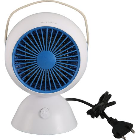 Mini radiateur soufflant 1300 W, portable, silencieux, à chauffe rapide, idéal pour la chambre, le bureau ou un bureau. Température constante. 100-240 V. Blanc et bleu. Prise européenne.-AquaForge