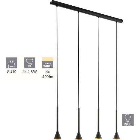 Lampadario Contemporaneo Cortaderas Acciaio Nero Oro 4 Luci Gu10 4,8W (1/5)