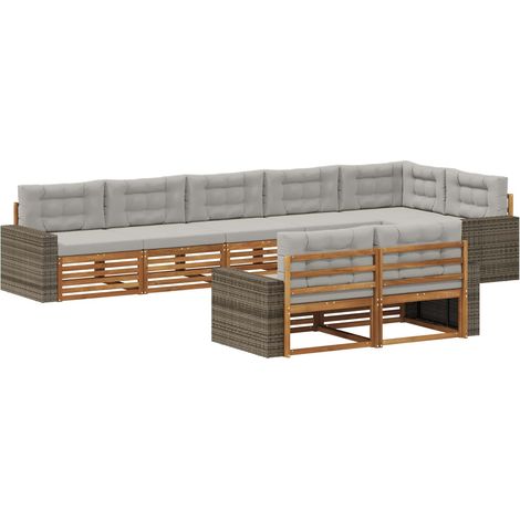 Outdoor Sofa Set with Cushion 8 pcs Natural and Light Grey vidaXL (1/5)