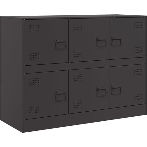 Credenza cassettiera mobile contenitore organizer cucina soggiorno salotto 99 x 39 x 73 cm acciaio nero 020036161