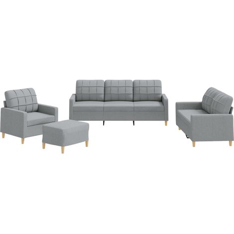 Maison Exclusive - Set di Divani 4 pz con Cuscini Grigio Chiaro in Tessuto