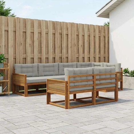 vidaXL Outdoor-Sofagarnitur mit Kissen 7 pcs Natur und Hellgrau (1/5)
