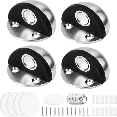 4PCS Butoir de Porte Magnétique en Acier Inoxydable, arrêt de porte sol avec fixation adhésive ou vis, bloque porte magnétique puissant pour mur et porte, protection anti choc maison (1/5)