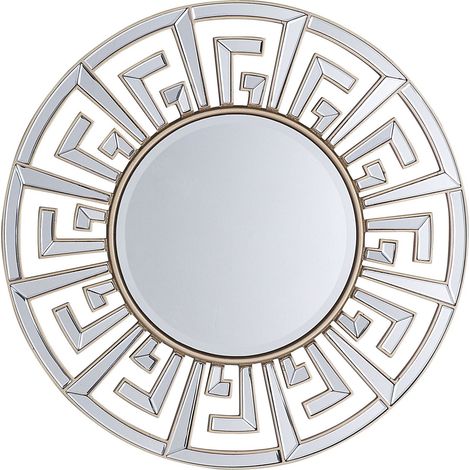Miroir Mural de Forme Ronde au Cadre Doré avec Motif Maya pour Salon ou Chambre Bohème et Glamour Beliani