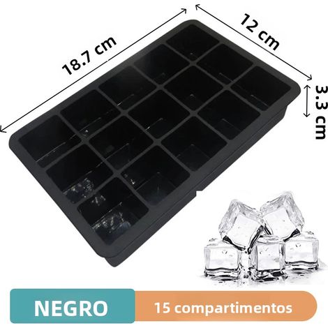 Moule à glaçons en silicone noir à 15 compartiments, grand format, pour fabriquer soi-même ses glaçons, bac à glaçons écologique. (1/5)