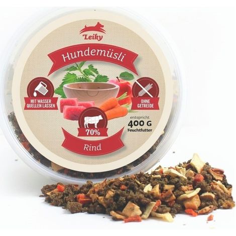 Rind-Gemüse-Müsli für Hunde  100g Probe  Trockenfutter BARF  Leiky