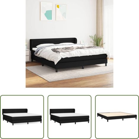 vidaXL Kopfteil - Boxspringbett mit Matratze Schwarz 160x200 cm Stoff (1/5)