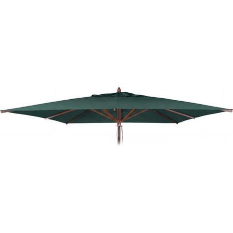 Funda de repuesto para sombrilla de madera para hostelería HHG-504b, funda para sombrilla, cuadrada 4x4 m, poliéster, verde oscuro (1/5)