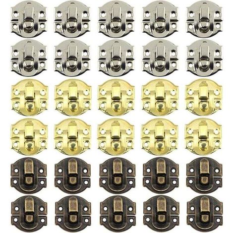 [NEVER USED] 30 Pcs Antique Hasp Locking Hinges Toggle Hasp Latch Closure with Screws for Wooden Box Suitcase Jewelry Boxes