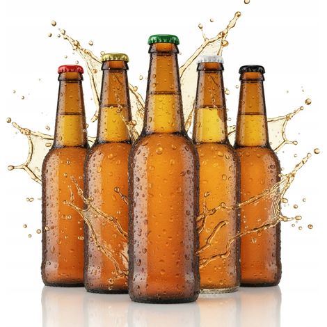 5 botellas de vidrio de cuello largo de 0,33 L para cerveza, sidra, vidrio oscuro de 330 ml. (1/5)