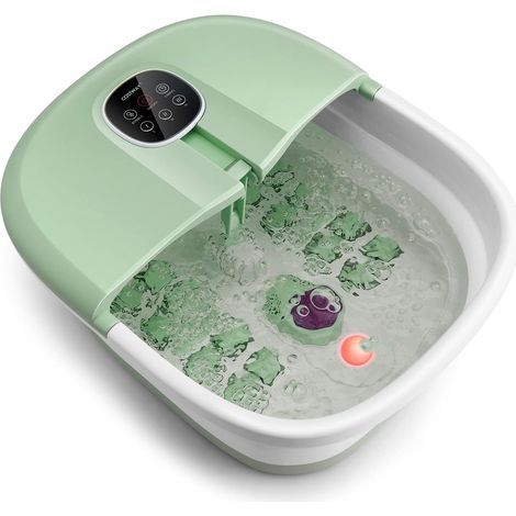 COSTWAY Fussbad Massagegeraet faltbar, Elektrische Fussbadewanne Heizung und Sprudelmassage, Fussmassage Spa mit Massagerollen, Bimsstein, Blubberblasen Grün (1/3)
