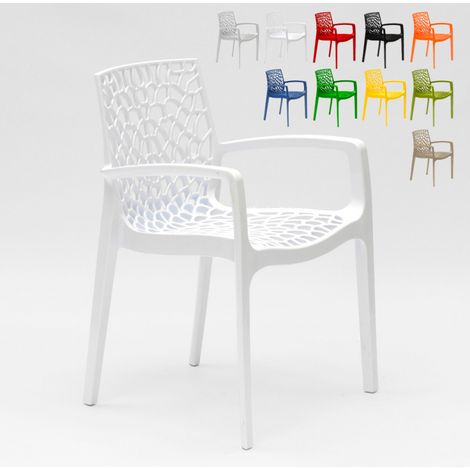 Grand Soleil Gruvyer Arm Polypropylen Stühle mit Armlehnen Garten Bar - Weiß