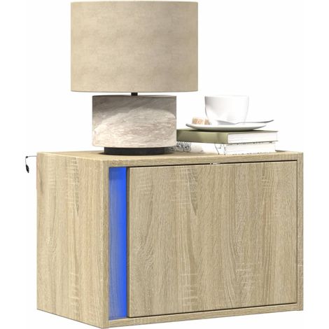 Wand-Nachttische mit LED-Leuchten 2 Stk. Sonoma-Eiche