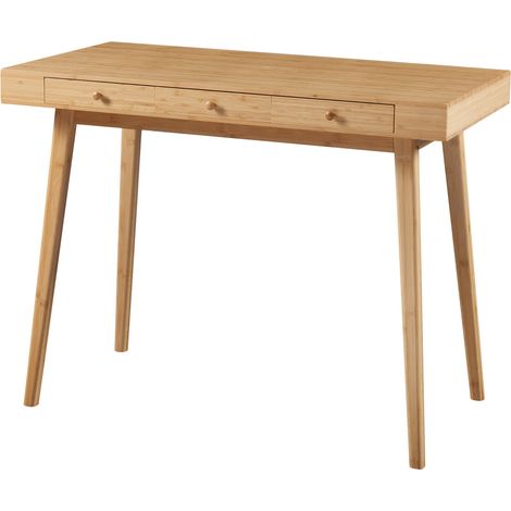 Scrivania tavolo da lavoro con 3 cassetti bambù 100 x 50 x 75 cm naturale 030009056