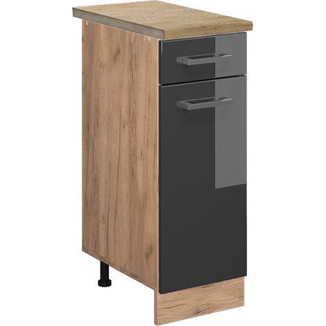 Mobiletto base per cucina R-Line, Antracite lucido, 30 cm , PL Rovere, Vicco
