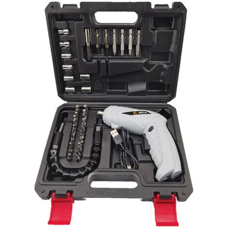 RHG 1 Ensemble Kit de Tournevis Électrique sans Fil Rechargeable 3.6V avec Accessoires pour Bricolage et Réparations à Domicile,Gris, 47 pièces (poignée non recouverte de caoutchouc) (1/4)