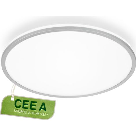 Plafonnier LED, source lumineuse, 8,5W 1800 lm, lumière indirecte, panneau lumineux extra plat, éclairage salon, cuisine, chambre, couloir, 33x6 cm, chrome mat (1/5)