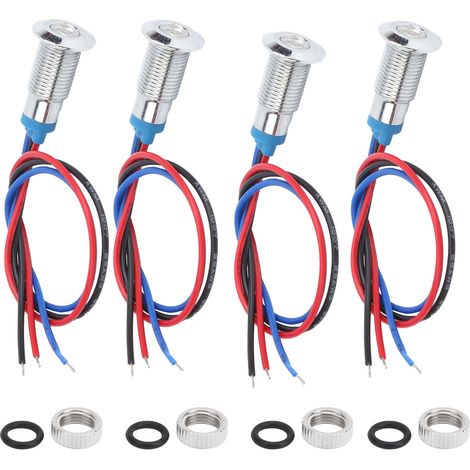 4 Kits LED Ronds Pré-câblés 2 Couleurs Rouge Bleu, Étanche IP67, Cathode Commune 8mm 36V pour Tableaux de Bord (1/5)