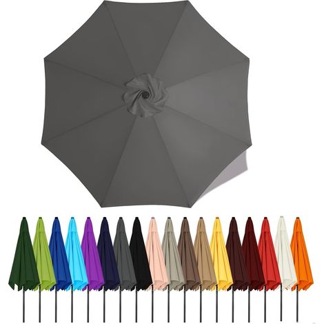 Auvent De Remplacement pour Parasol De Terrasse, Toile De Parasol pour Cour Jardin Plage, Protection UV Housse De Rechange(Gray,4m - 8Ribs)