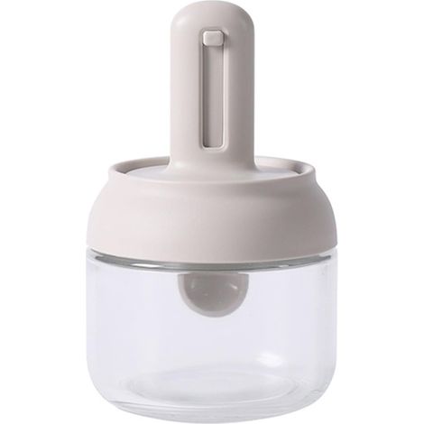 Barattolo per spezie 3 in 1, in vetro trasparente, con cucchiaio telescopico e coperchio ermetico, perfetto per la cucina, il campeggio e le escursioni.