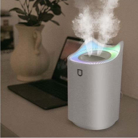 Humidificateur pour chambre à coucher, USB 3L humidificateur avec 2 orifices de pulvérisation, jusqu'à 24-48 heures de fonctionnement continu pour la maison, le yoga, le bureau (1/4)