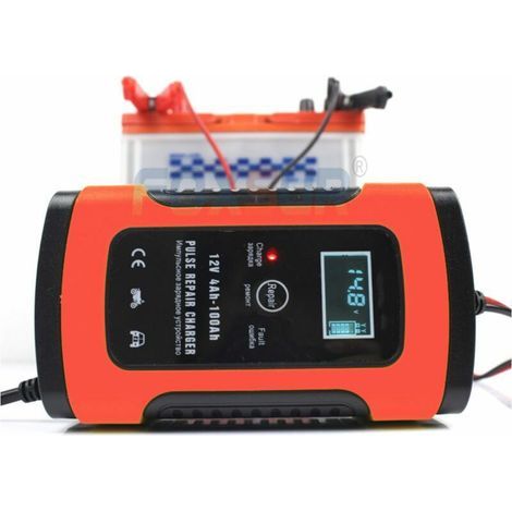 12V 5000mA Ladegerät, Starthilfekabel und Booster – Vollautomatisches Batterieladegerät/Erhaltungsgerät für Autos, Motorräder, Quads, Wohnmobile, Powersport-Fahrzeuge, Boote und mehr – Rot (1/5)
