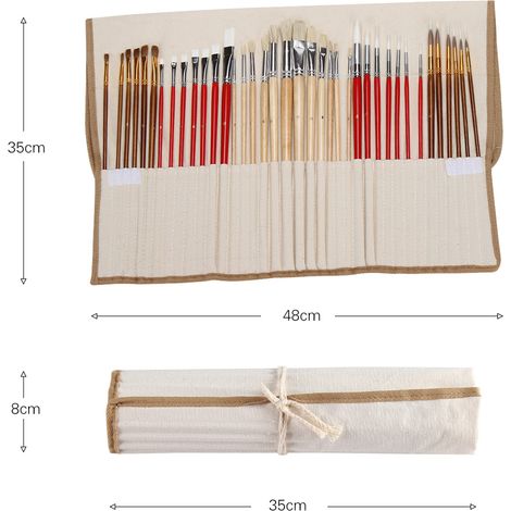 Ensemble de 38 pinceaux pour peintres, comprenant des pinceaux en taklon, en soies et en crin de cheval, pour la peinture acrylique, à l'huile, à l'aquarelle et à la gouache. Matériel d'artiste. (1/5)
