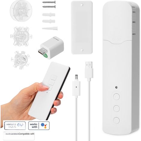 Persiana enrollable motorizada WiFi, batería recargable de 2600 mAh, control por voz Google Home, aplicación Tuya para el hogar. (1/5)