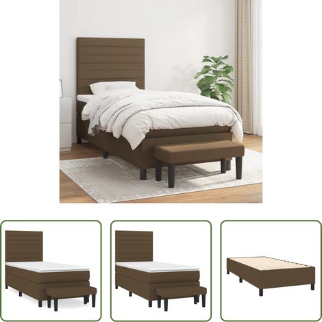 vidaXL Tête de lit réglable - Sommier à lattes de lit avec matelas Marron foncé 80x200 cm (1/5)