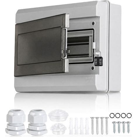 12 Modules Coffret Electrique Étanche IP65 Boitier Electrique Équipé D’un Couvercle Givré, Conception Verrouillable, Convient Aux Installations Solaires (1/5)
