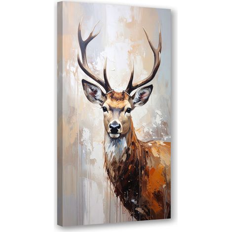 Tableau déco Portrait d'un cerf animaux de la nature beige 40x80 (1/4)