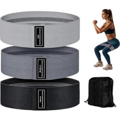 Elastique Musculation Lot de 3 Niveaux de Force Bande de Résistance Bandes de Résistance en Tissu Tricoté-pour Musculation，Fitness，Yoga，Pilates (1/5)