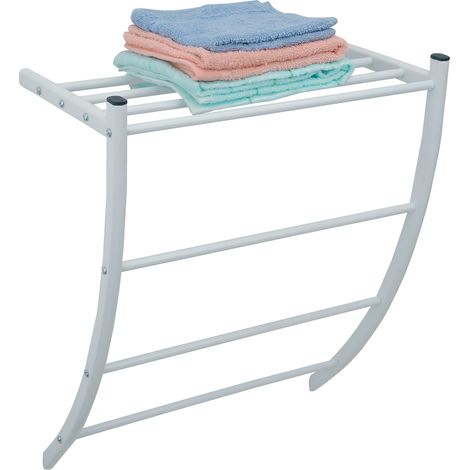 MSV – Porte-serviette mural en acier blanc – Installation facile – Dimensions 49x23x38cm – Design moderne et élégant