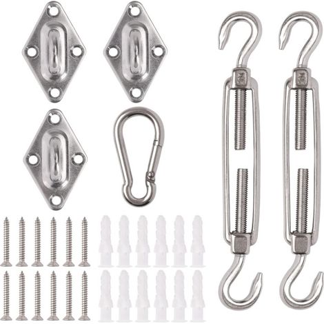 Kit di fissaggio per vela ombreggiante, kit di ferramenta per vela ombreggiante, kit di fissaggio per vela ombreggiante in acciaio inox 304, fissaggio triangolare per vela ombreggiante