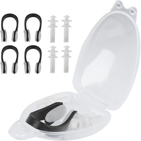 4 pièces Pince Nez Souple et Bouchons d'Oreilles Étanches pour Natation Plongée Anti-Bruit Noir (1/5)