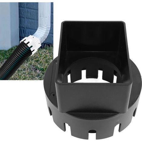 Adaptateur pour Gouttière 3x4 pouces PVC Carré, Connexion Gouttière à Tuyau de Drainage Noir pour Extérieur - 1 Adaptateur + 2 Vis (1/5)